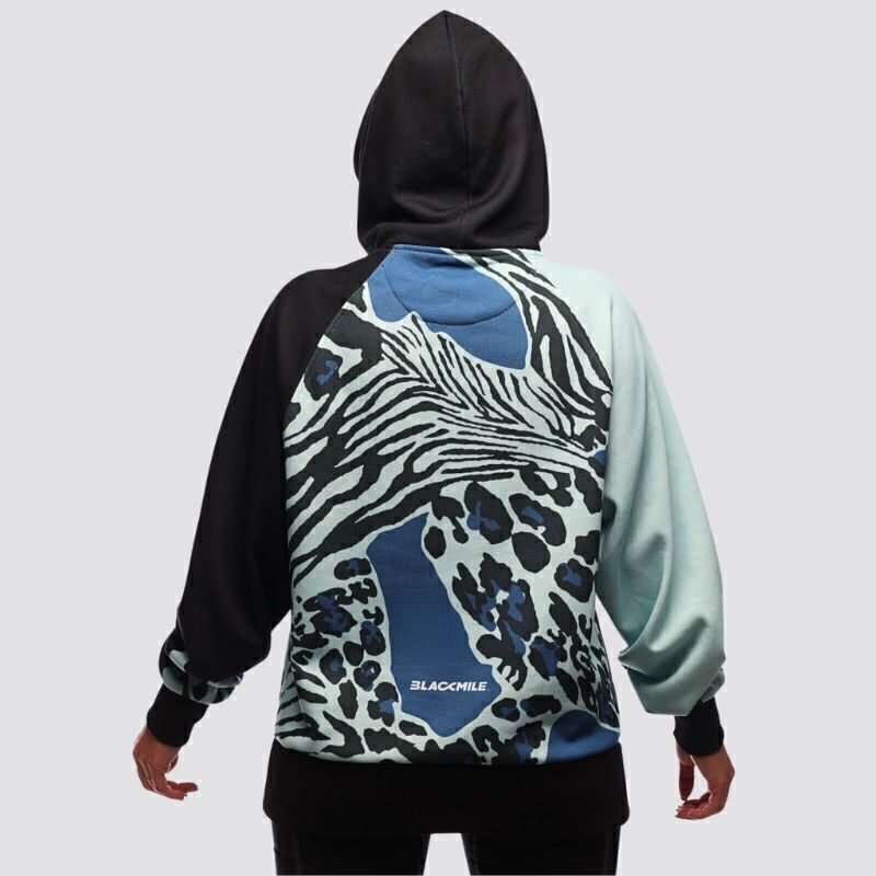 Φούτερ με κουκούλα - Aqua Animal Print - Image 4